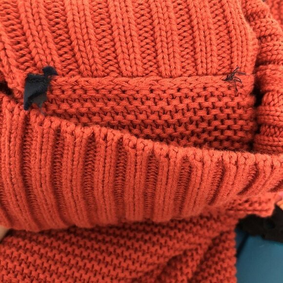 French Connection Size Large Orange Oversized Mock Neck Sweater Pullover Heavy - Picture 8 of 9